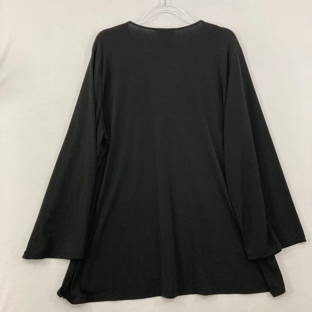 Carmen Marc Valvo size 3X Black‎ Golden Studded V Neck Stretch Knit Blouse - Picture 7 of 8